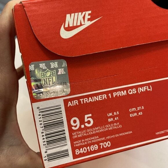 Nike Air Trainer 1 Premium Qs NFL Super Bowl 50 Metallic Gold 840169-700 sz - Picture 13 of 16